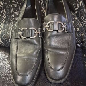 Donald J. Pliner Black Leather Slip-On Loafers